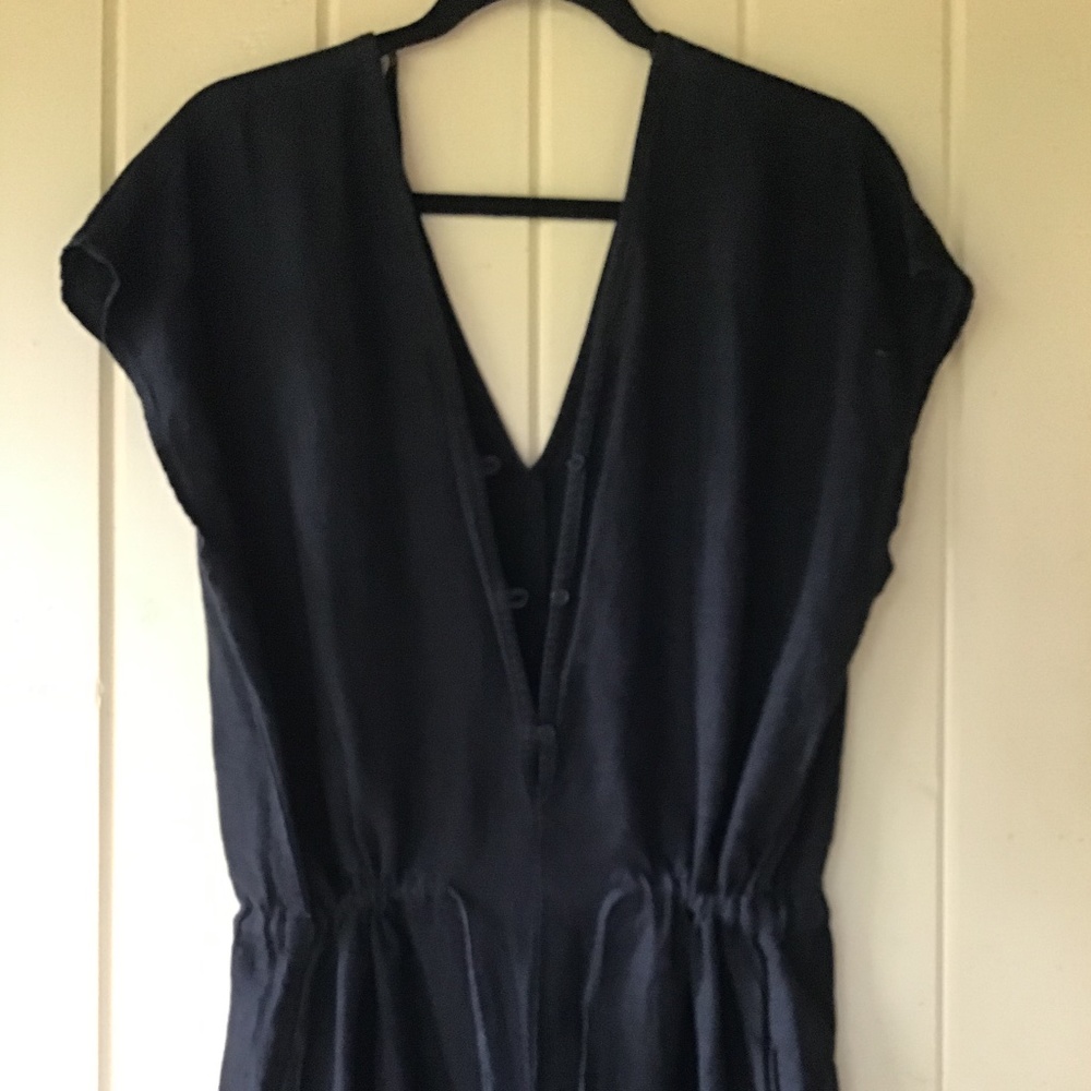 NEW Anthropologie Cloth & Stone ROMPER jumpsuit 100% linen black L - Picture 3 of 3